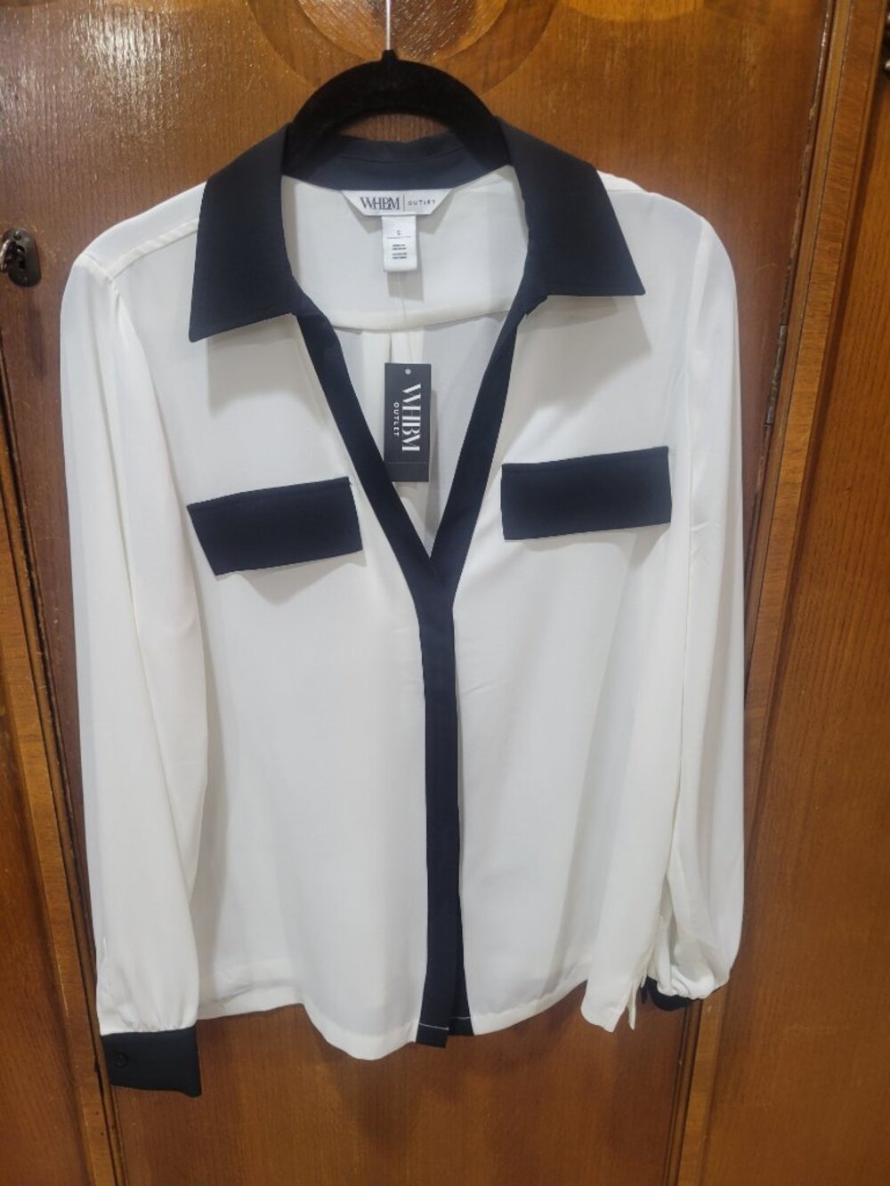 White House Black Market Black and White Blouse - S - NWT